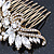 Oversized Bridal/ Wedding/ Prom/ Party Antique Gold Crystal, Pearl Floral Hair Comb - 100mm - view 5