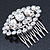 Bridal/ Wedding/ Prom/ Party Art Deco Style Rhodium Plated White Simulated Pearl and Austrian Crystal Hair Comb - 70mm W - view 5