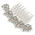Bridal/ Prom/ Wedding/ Party Rhodium Plated Clear Austrian Crystal Floral Side Hair Comb - 8cm W - view 2