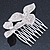 Bridal/ Prom/ Wedding/ Party Rhodium Plated Clear Austrian Crystal Two Flower Side Hair Comb - 8cm Width - view 5