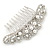 Bridal/ Wedding/ Prom/ Party Rhodium Plated Clear Austrian Crystal, White Simulated Pearl Crown Hair Comb - 95mm - view 2