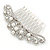 Bridal/ Wedding/ Prom/ Party Rhodium Plated Clear Austrian Crystal, White Simulated Pearl Crown Hair Comb - 95mm - view 8