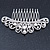 Bridal/ Wedding/ Prom/ Party Rhodium Plated Clear Austrian Crystal, White Simulated Pearl Crown Hair Comb - 95mm - view 6