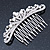 Bridal/ Wedding/ Prom/ Party Rhodium Plated Clear Austrian Crystal, White Simulated Pearl Crown Hair Comb - 95mm - view 5