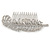Bridal/ Prom/ Wedding/ Party Rhodium Plated Clear Austrian Crystal Feather Side Hair Comb - 12cm W - view 7