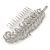Bridal/ Prom/ Wedding/ Party Rhodium Plated Clear Austrian Crystal Feather Side Hair Comb - 12cm W - view 2