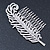 Bridal/ Prom/ Wedding/ Party Rhodium Plated Clear Austrian Crystal Feather Side Hair Comb - 12cm W - view 10
