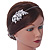 Bridal/ Wedding/ Prom Rhodium Plated White Glass Pearl, Crystal Tiara Headband - view 3