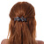Stunning Crystal Bow Barrette Hair Clip Grip In Gunmetal Finish (Dim Grey, Dark Blue) - 80mm Across - view 2