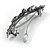 Stunning Crystal Bow Barrette Hair Clip Grip In Gunmetal Finish (Dim Grey, Dark Blue) - 80mm Across - view 4