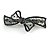 Exquisite Floral Filigree Montana Blue Crystal 'Perfect Bow' Barrette Hair Clip Grip In Gunmetal Finish - 90mm Across - view 6