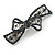 Exquisite Floral Filigree Montana Blue Crystal 'Perfect Bow' Barrette Hair Clip Grip In Gunmetal Finish - 90mm Across - view 7