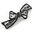 Exquisite Floral Filigree Montana Blue Crystal 'Perfect Bow' Barrette Hair Clip Grip In Gunmetal Finish - 90mm Across