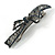 Exquisite Floral Filigree Montana Blue Crystal 'Perfect Bow' Barrette Hair Clip Grip In Gunmetal Finish - 90mm Across - view 3