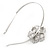 Bridal/ Wedding/ Prom Rhodium Plated Clear Crystal, White Pearl Flower Tiara Headband - view 4
