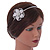 Bridal/ Wedding/ Prom Rhodium Plated Clear Crystal, White Pearl Flower Tiara Headband - view 2