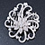 Bridal/ Wedding/ Prom/ Party Silver Tone Clear Austrian Crystal Open Cut Flower Hair Comb - 85mm L