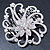 Bridal/ Wedding/ Prom/ Party Silver Tone Clear Austrian Crystal Open Cut Flower Hair Comb - 85mm L - view 6
