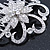 Bridal/ Wedding/ Prom/ Party Silver Tone Clear Austrian Crystal Open Cut Flower Hair Comb - 85mm L - view 4