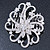 Bridal/ Wedding/ Prom/ Party Silver Tone Clear Austrian Crystal Open Cut Flower Hair Comb - 85mm L - view 7