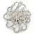 Bridal/ Wedding/ Prom/ Party Silver Tone Clear Austrian Crystal Open Cut Flower Hair Comb - 85mm L - view 2