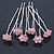 Bridal/ Wedding/ Prom/ Party Set Of 6 Pink Austrian Crystal Daisy Flower Hair Pins In Silver Tone