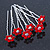 Bridal/ Wedding/ Prom/ Party Set Of 6 Red Austrian Crystal Daisy Flower Hair Pins In Silver Tone - view 6