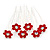 Bridal/ Wedding/ Prom/ Party Set Of 6 Red Austrian Crystal Daisy Flower Hair Pins In Silver Tone - view 2