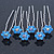 Bridal/ Wedding/ Prom/ Party Set Of 6 Sky Blue Austrian Crystal Daisy Flower Hair Pins In Silver Tone
