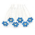 Bridal/ Wedding/ Prom/ Party Set Of 6 Sky Blue Austrian Crystal Daisy Flower Hair Pins In Silver Tone - view 2