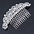 Statement Bridal/ Wedding/ Prom/ Party Rhodium Plated Clear Crystal Side Hair Comb - 110mm Across - view 5