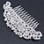 Statement Bridal/ Wedding/ Prom/ Party Rhodium Plated Clear Crystal Side Hair Comb - 110mm Across - view 7