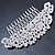 Statement Bridal/ Wedding/ Prom/ Party Rhodium Plated Clear Crystal Side Hair Comb - 110mm Across - view 10