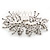 Bridal/ Wedding/ Prom/ Party Rhodium Plated Clear Crystal, Faux Pearl Leaves Side Hair Comb - 90mm Across - view 8