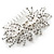 Bridal/ Wedding/ Prom/ Party Rhodium Plated Clear Crystal, Faux Pearl Leaves Side Hair Comb - 90mm Across - view 2