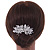 Bridal/ Wedding/ Prom/ Party Rhodium Plated Clear Crystal, Faux Pearl Leaves Side Hair Comb - 90mm Across - view 3