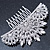Bridal/ Prom/ Wedding/ Party Rhodium Plated Clear Austrian Crystal Floral Side Hair Comb - 100mm Aross