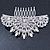 Bridal/ Prom/ Wedding/ Party Rhodium Plated Clear Austrian Crystal Floral Side Hair Comb - 100mm Aross - view 7