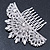 Bridal/ Prom/ Wedding/ Party Rhodium Plated Clear Austrian Crystal Floral Side Hair Comb - 100mm Aross - view 8