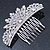 Bridal/ Prom/ Wedding/ Party Rhodium Plated Clear Austrian Crystal Floral Side Hair Comb - 100mm Aross - view 5