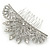 Bridal/ Prom/ Wedding/ Party Rhodium Plated Clear Austrian Crystal Floral Side Hair Comb - 100mm Aross - view 10