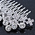 Statement Bridal/ Wedding/ Prom/ Party Rhodium Plated Clear Crystal Side Hair Comb - 100mm Across - view 4