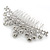 Statement Bridal/ Wedding/ Prom/ Party Rhodium Plated Clear Crystal Side Hair Comb - 100mm Across - view 2