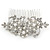 Bridal/ Wedding/ Prom/ Party Rhodium Plated Clear Crystal, Simulated Pearl Floral Hair Comb - 78mm Across - view 8