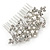 Bridal/ Wedding/ Prom/ Party Rhodium Plated Clear Crystal, Simulated Pearl Floral Hair Comb - 78mm Across - view 2