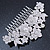 Statement Bridal/ Wedding/ Prom/ Party Rhodium Plated Clear Austrian Crystal Floral Side Hair Comb - 110mm Across - view 3
