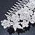 Statement Bridal/ Wedding/ Prom/ Party Rhodium Plated Clear Austrian Crystal Floral Side Hair Comb - 110mm Across - view 4