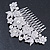 Statement Bridal/ Wedding/ Prom/ Party Rhodium Plated Clear Austrian Crystal Floral Side Hair Comb - 110mm Across - view 8