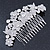 Statement Bridal/ Wedding/ Prom/ Party Rhodium Plated Clear Austrian Crystal Floral Side Hair Comb - 110mm Across - view 5
