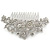 Statement Bridal/ Wedding/ Prom/ Party Rhodium Plated Clear Austrian Crystal Floral Side Hair Comb - 110mm Across - view 10